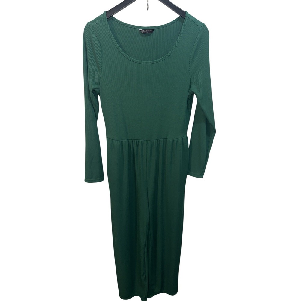 Pretty Garden Long Sleeve Pant Stretchy‎ Jumpsuit Green Women's Large